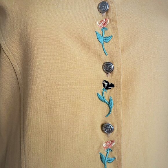 Vintage 90s maxi cotton button up A line dress with embroidery - Picture 2 of 13